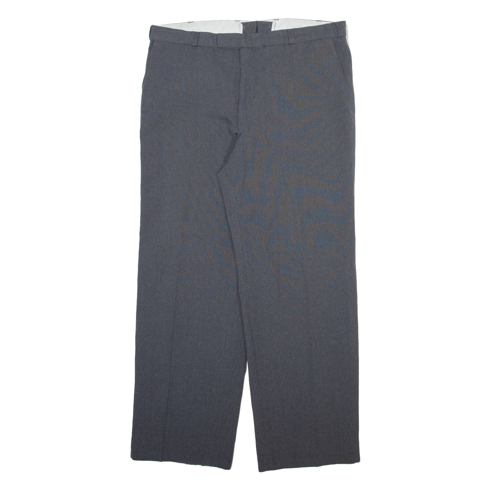 Mens Trousers Grey Regular Straight Wool W34 L28