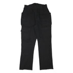 Mens Regular Fit Black Cotton Blend Trousers W28 L30 Cargo Style Pocketed