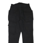 Mens Regular Fit Black Cotton Blend Trousers W28 L30 Cargo Style Pocketed