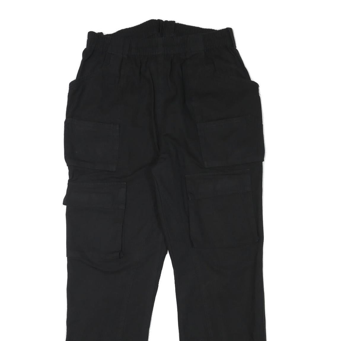 Mens Regular Fit Black Cotton Blend Trousers W28 L30 Cargo Style Pocketed