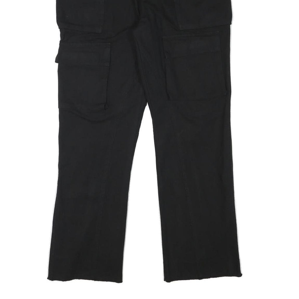 Mens Regular Fit Black Cotton Blend Trousers W28 L30 Cargo Style Pocketed