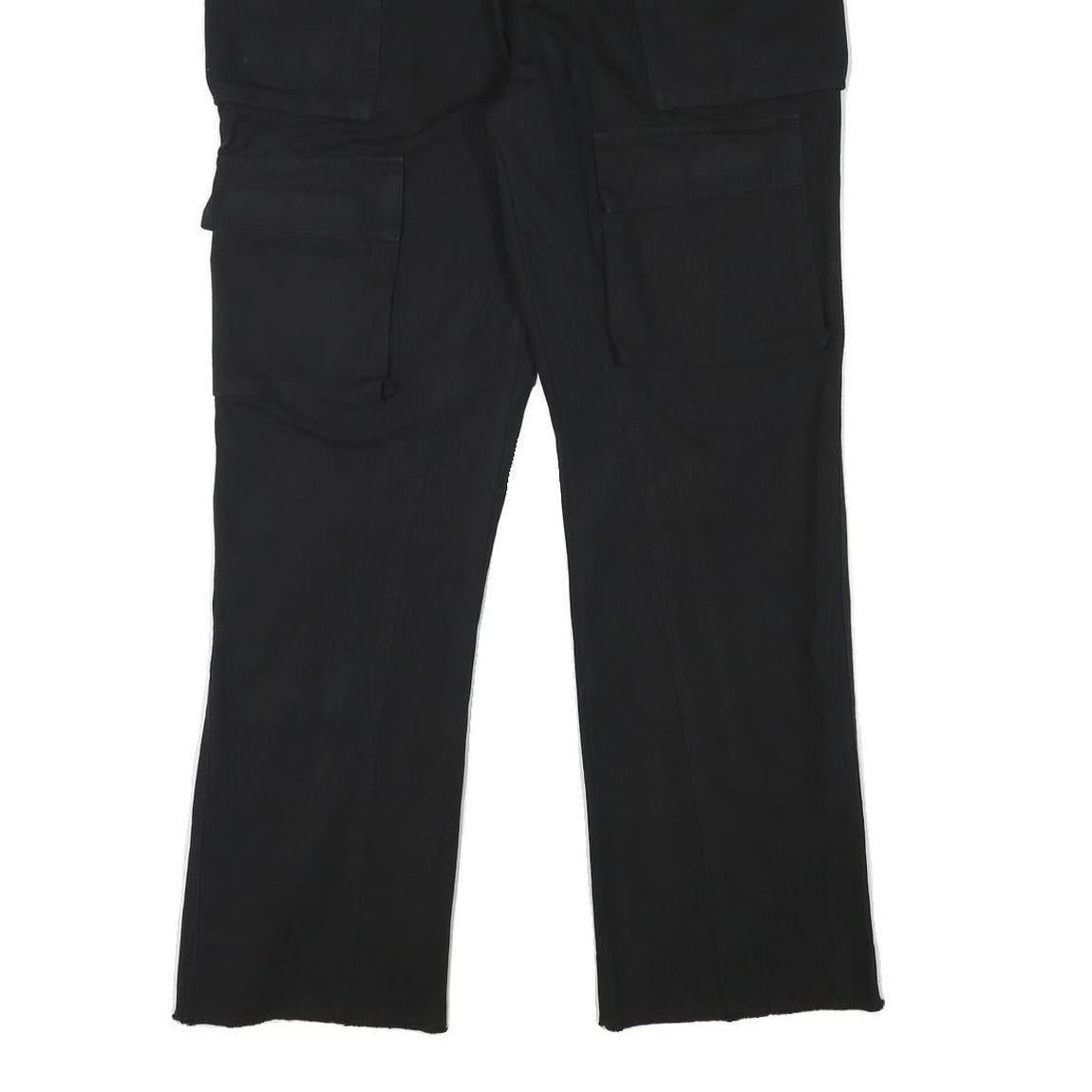Mens Regular Fit Black Cotton Blend Trousers W28 L30 Cargo Style Pocketed