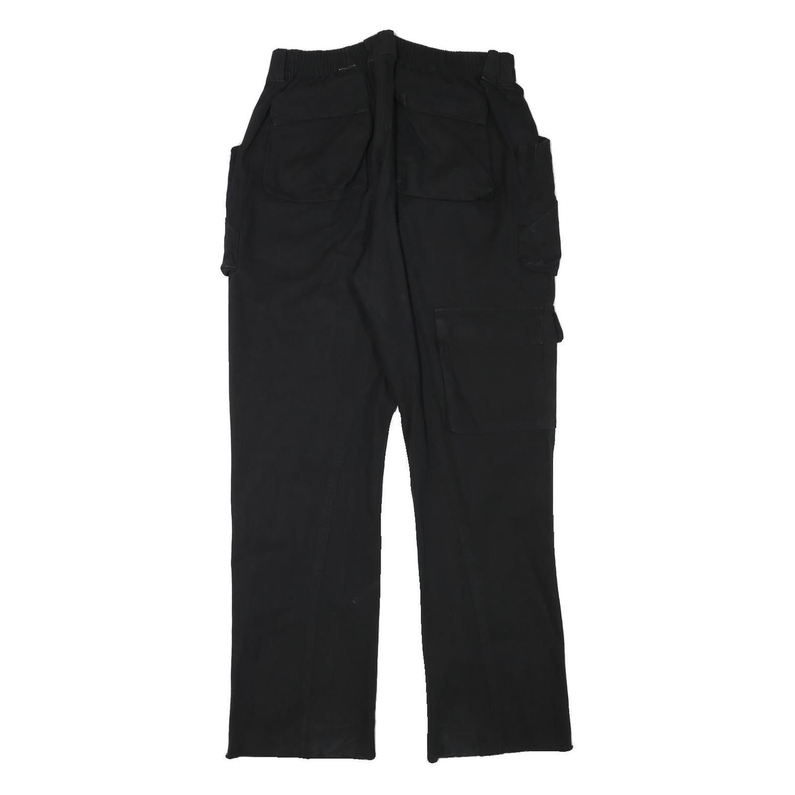 Mens Regular Fit Black Cotton Blend Trousers W28 L30 Cargo Style Pocketed