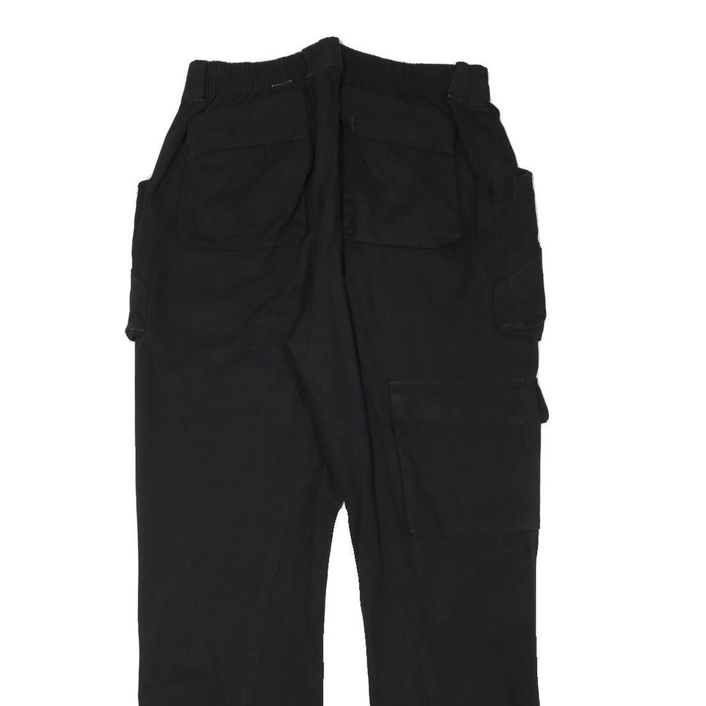 Mens Regular Fit Black Cotton Blend Trousers W28 L30 Cargo Style Pocketed
