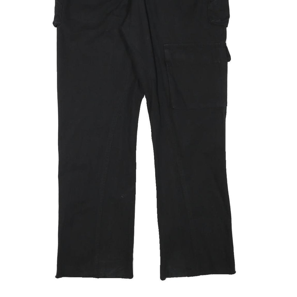 Mens Regular Fit Black Cotton Blend Trousers W28 L30 Cargo Style Pocketed