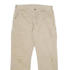CARHARTT Mens Cotton Blend Beige Relaxed Straight Trousers W34 L30 Workwear
