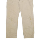 CARHARTT Mens Cotton Blend Beige Relaxed Straight Trousers W34 L30 Workwear
