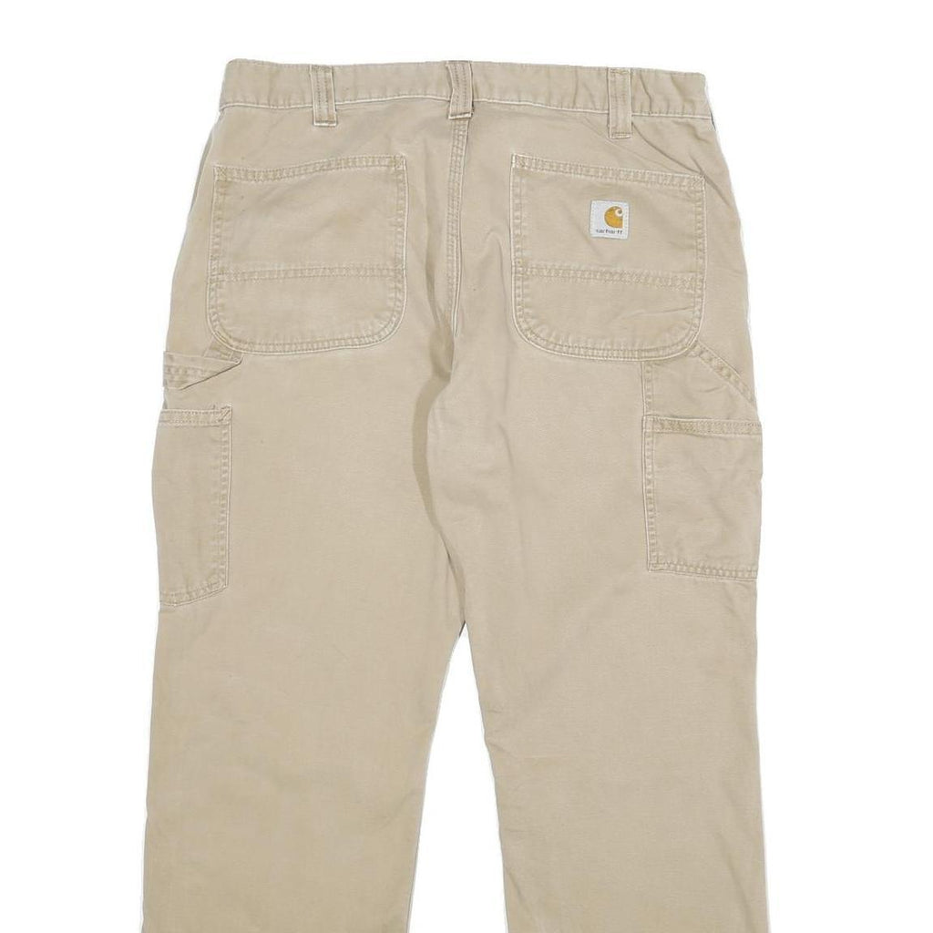 CARHARTT Mens Cotton Blend Beige Relaxed Straight Trousers W34 L30 Workwear