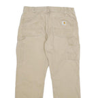 CARHARTT Mens Cotton Blend Beige Relaxed Straight Trousers W34 L30 Workwear