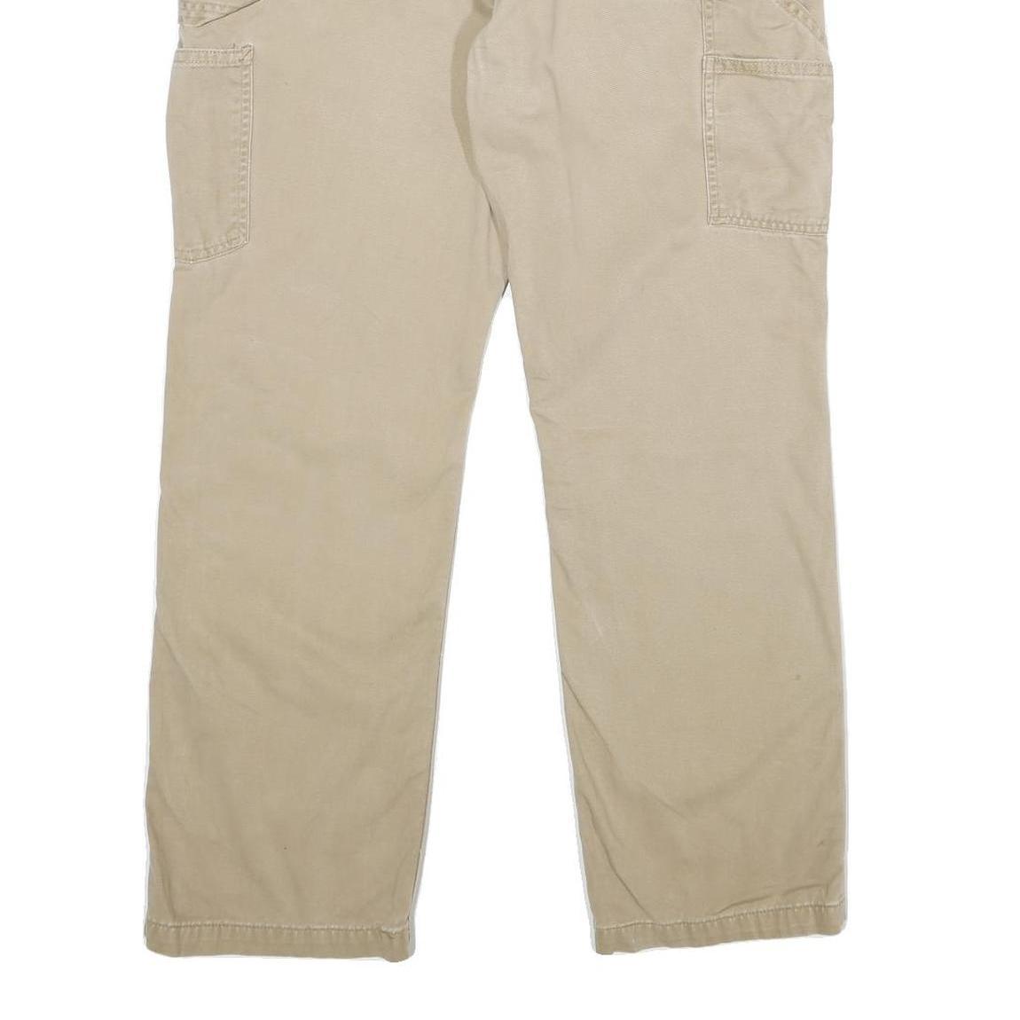 CARHARTT Mens Cotton Blend Beige Relaxed Straight Trousers W34 L30 Workwear