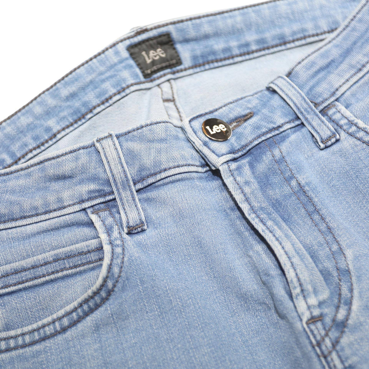 LEE Mens Slim Fit Skinny Blue Cotton Blend Jeans W29 L34 Zip Closure