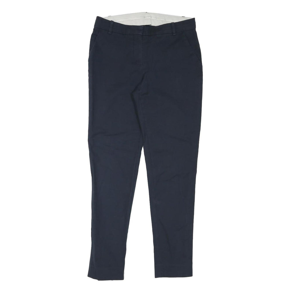 UTERQUE Mens Cotton Blend Navy Blue Regular Fit Straight Trousers W30 L28 Zip