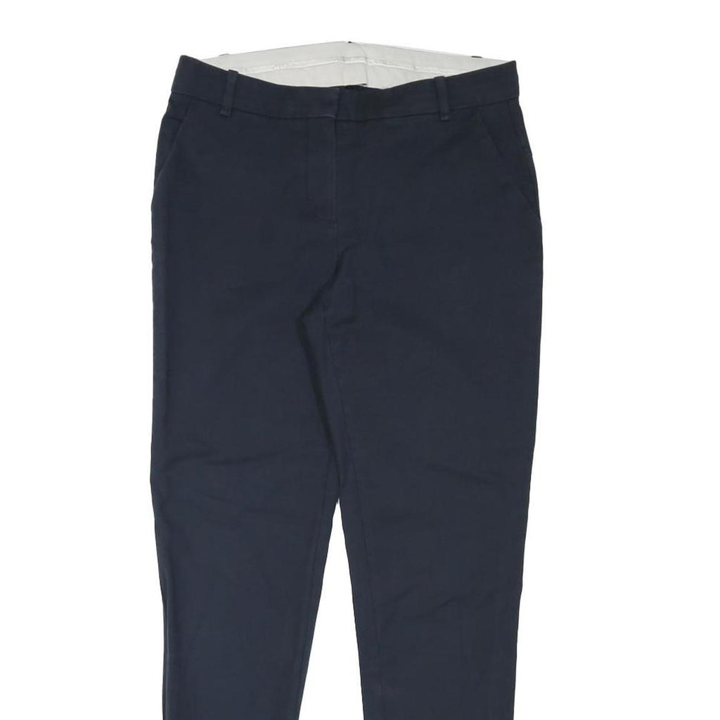 UTERQUE Mens Cotton Blend Navy Blue Regular Fit Straight Trousers W30 L28 Zip