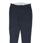 UTERQUE Mens Cotton Blend Navy Blue Regular Fit Straight Trousers W30 L28 Zip