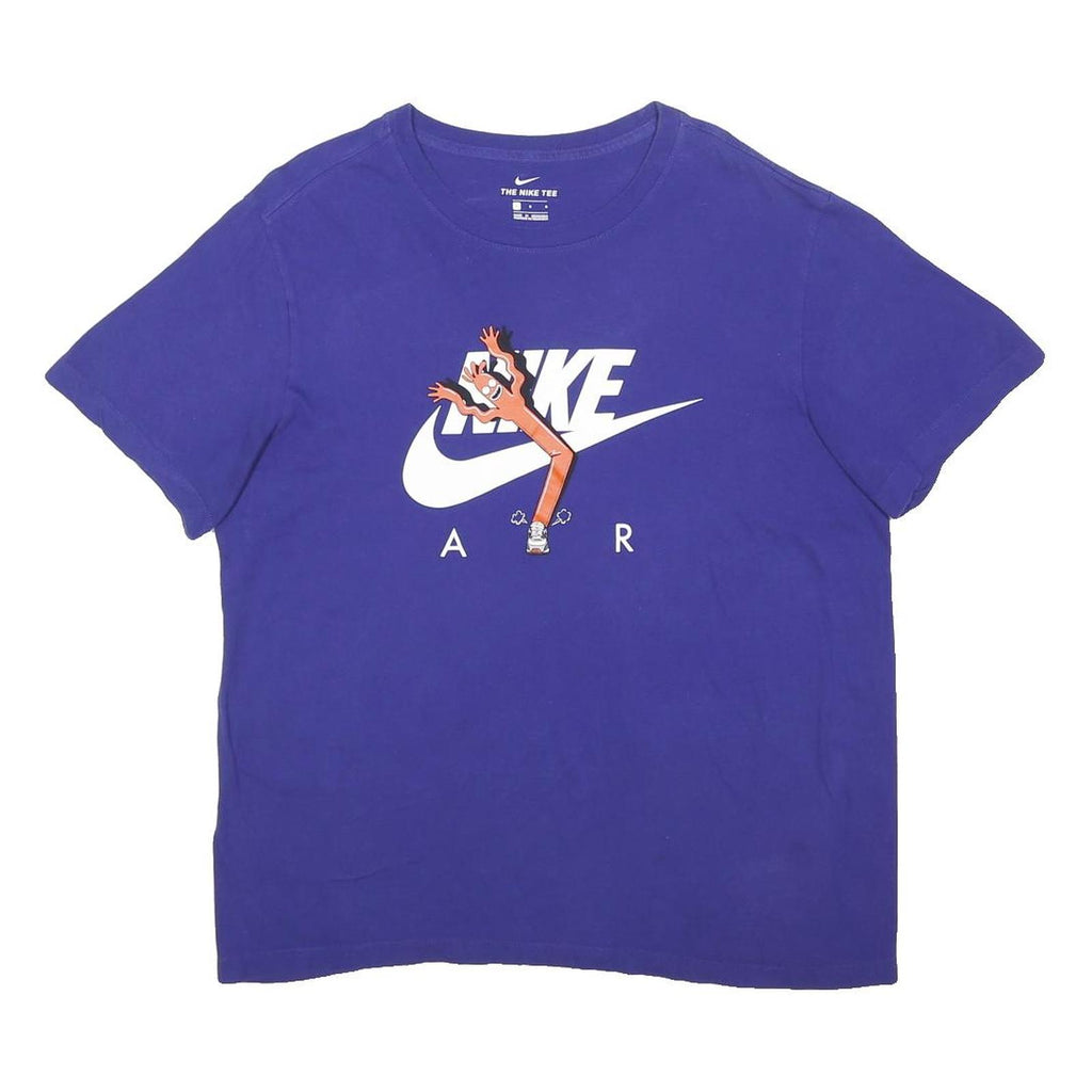 NIKE Mens Blue Graphic T-Shirt L Short Sleeve Crew Neck Cotton Blend Casual