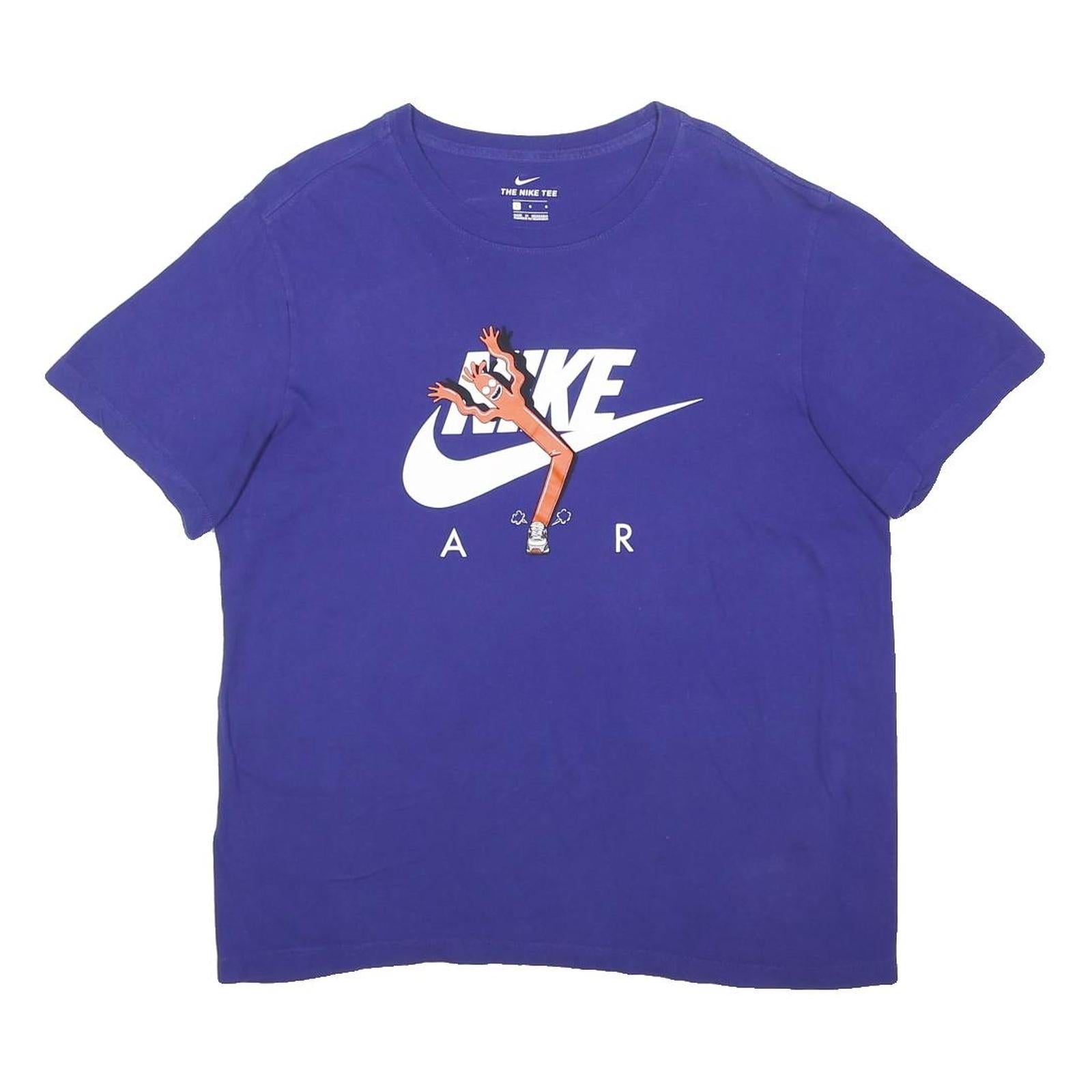 NIKE Mens Blue Graphic T-Shirt L Short Sleeve Crew Neck Cotton Blend Casual