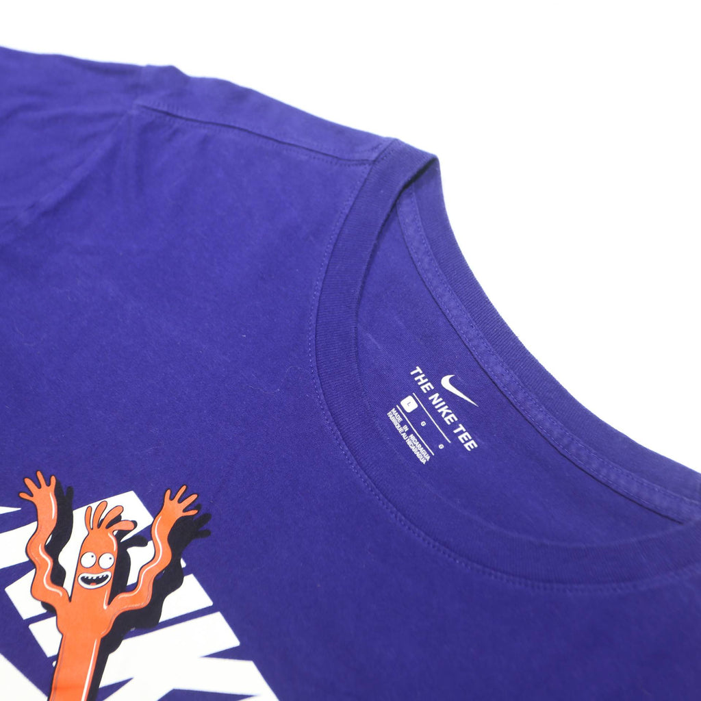 NIKE Mens Blue Graphic T-Shirt L Short Sleeve Crew Neck Cotton Blend Casual
