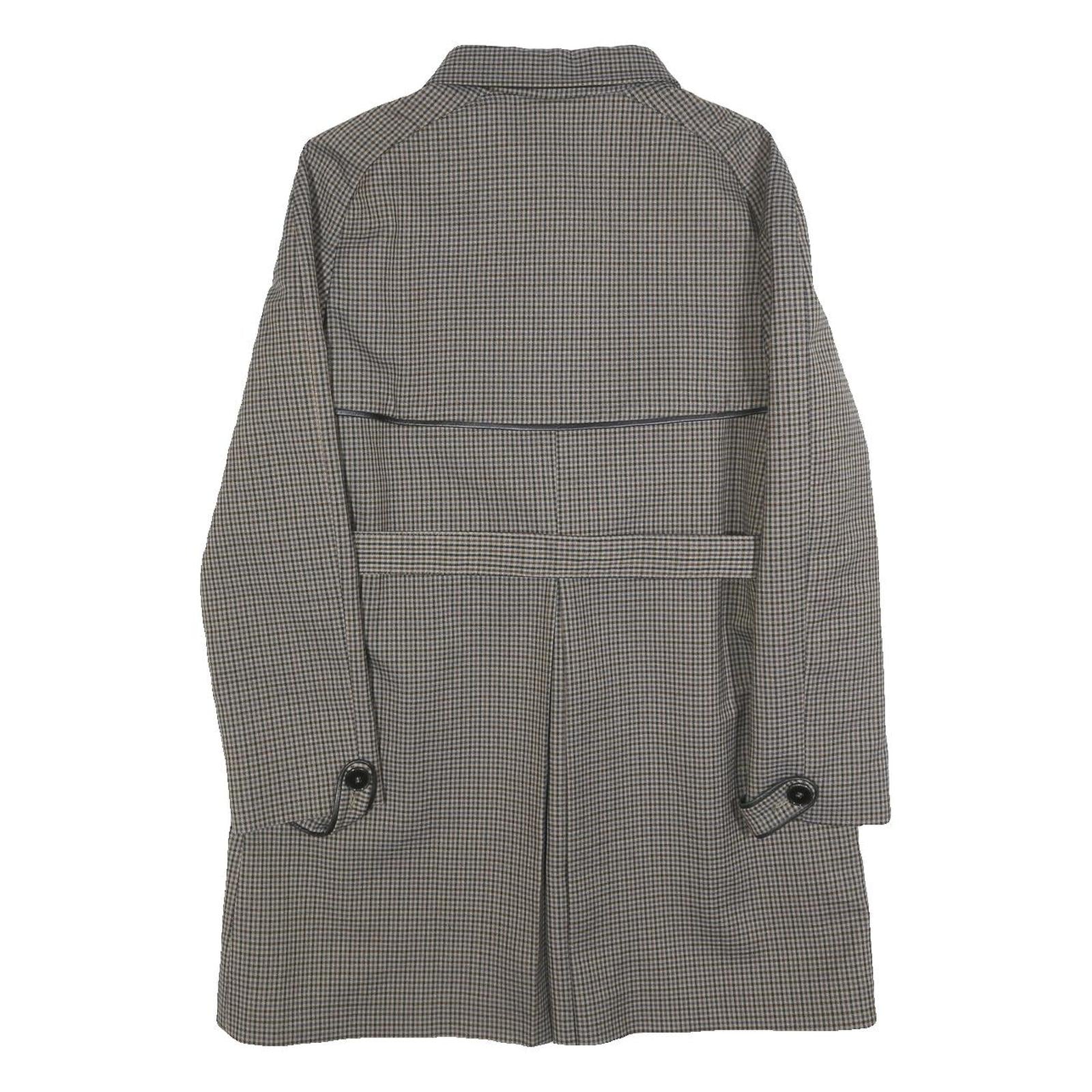 SANDRO Womens Grey Check Jacket S Polyester Blend Button Closure Stylish