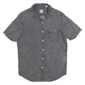 LEVI'S Mens Grey & Black Denim Shirt S Cotton Short Sleeve Casual