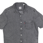 LEVI'S Mens Grey & Black Denim Shirt S Cotton Short Sleeve Casual