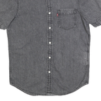 LEVI'S Mens Grey & Black Denim Shirt S Cotton Short Sleeve Casual
