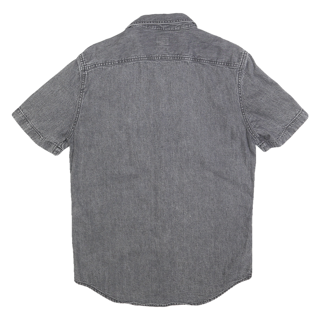 LEVI'S Mens Grey & Black Denim Shirt S Cotton Short Sleeve Casual