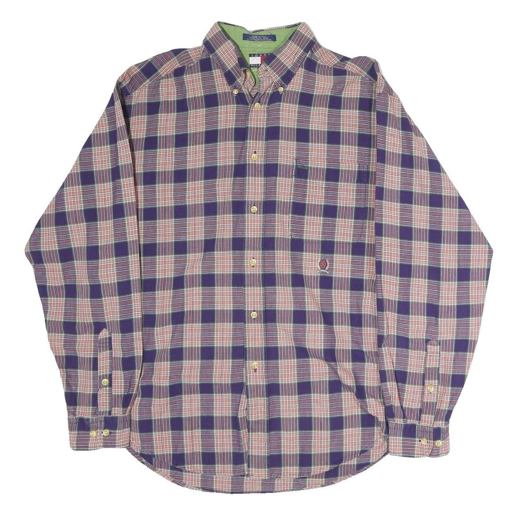 TOMMY HILFIGER Mens Blue & Pink Check Shirt M Cotton Blend Classic Fit