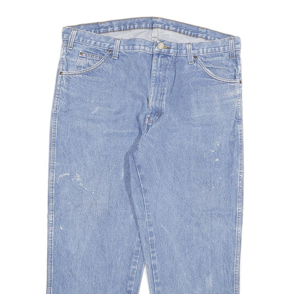 DICKIES Mens Regular Blue Denim Jeans W40 L28 Classic Cotton Blend Zip