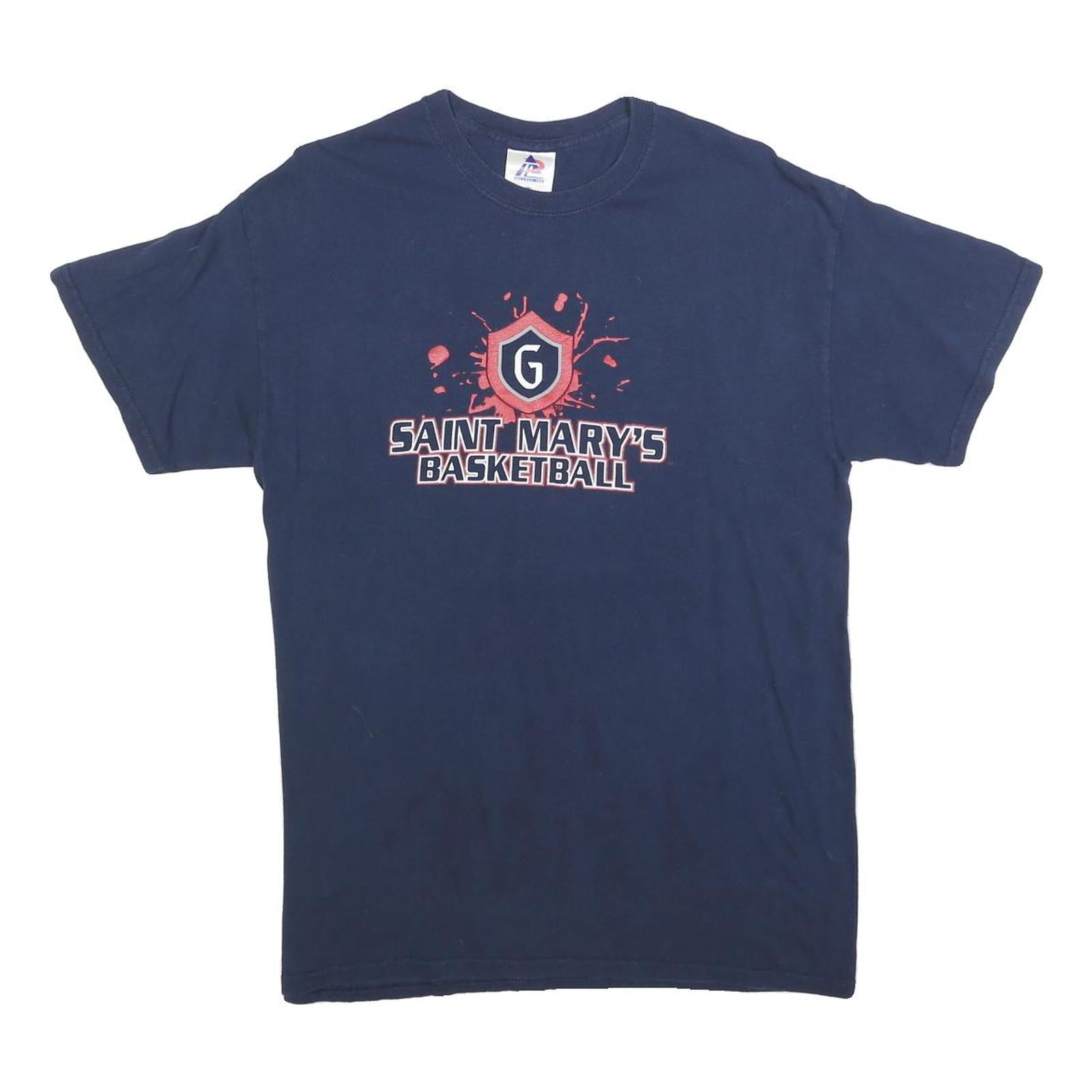 TRI-LAKE Mens Navy Blue Saint Marys Basketball Graphic T-Shirt M Short Sleeve