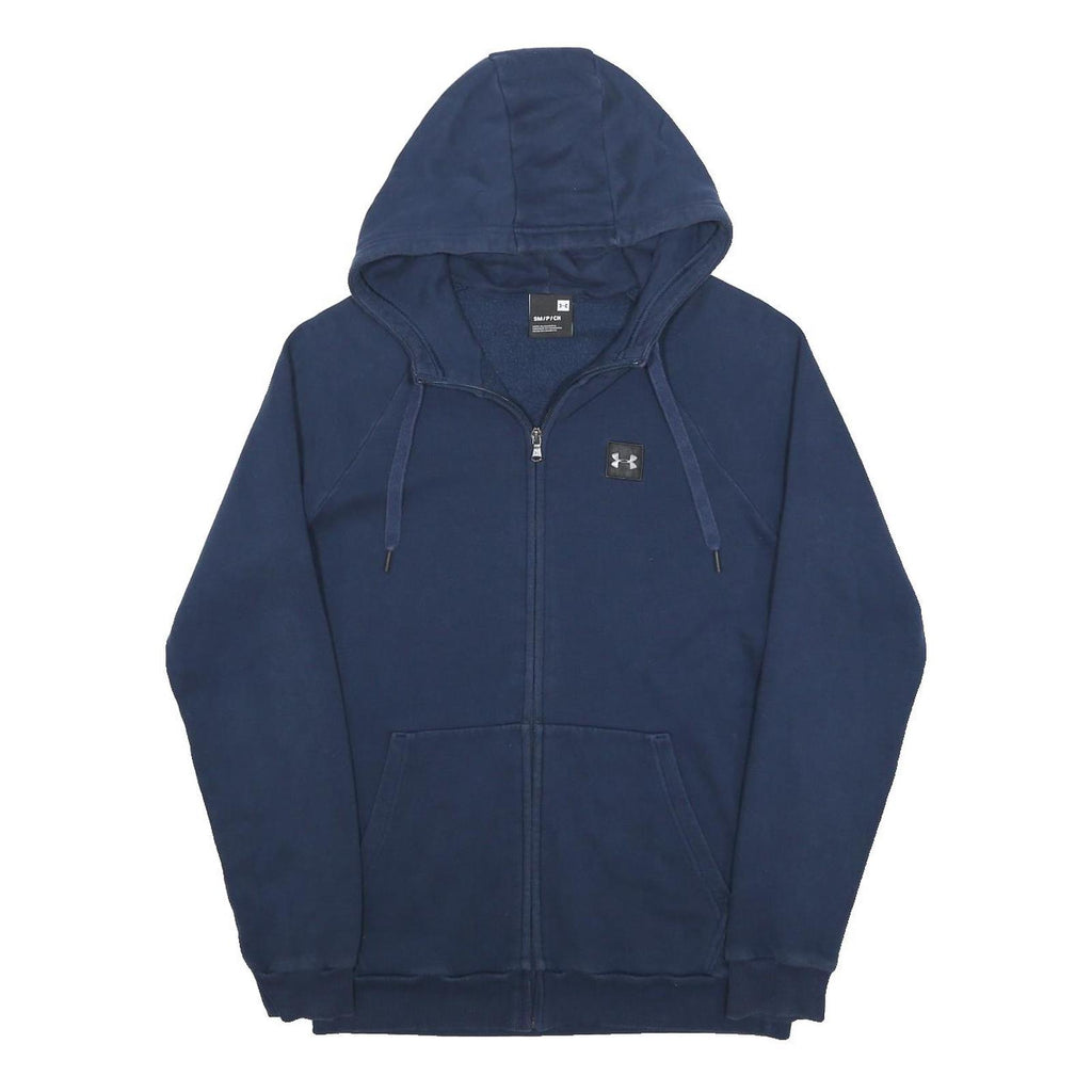 UNDER ARMOUR Mens Navy Blue Full Zip Hoodie S Cotton Blend Casual Sweatshirt