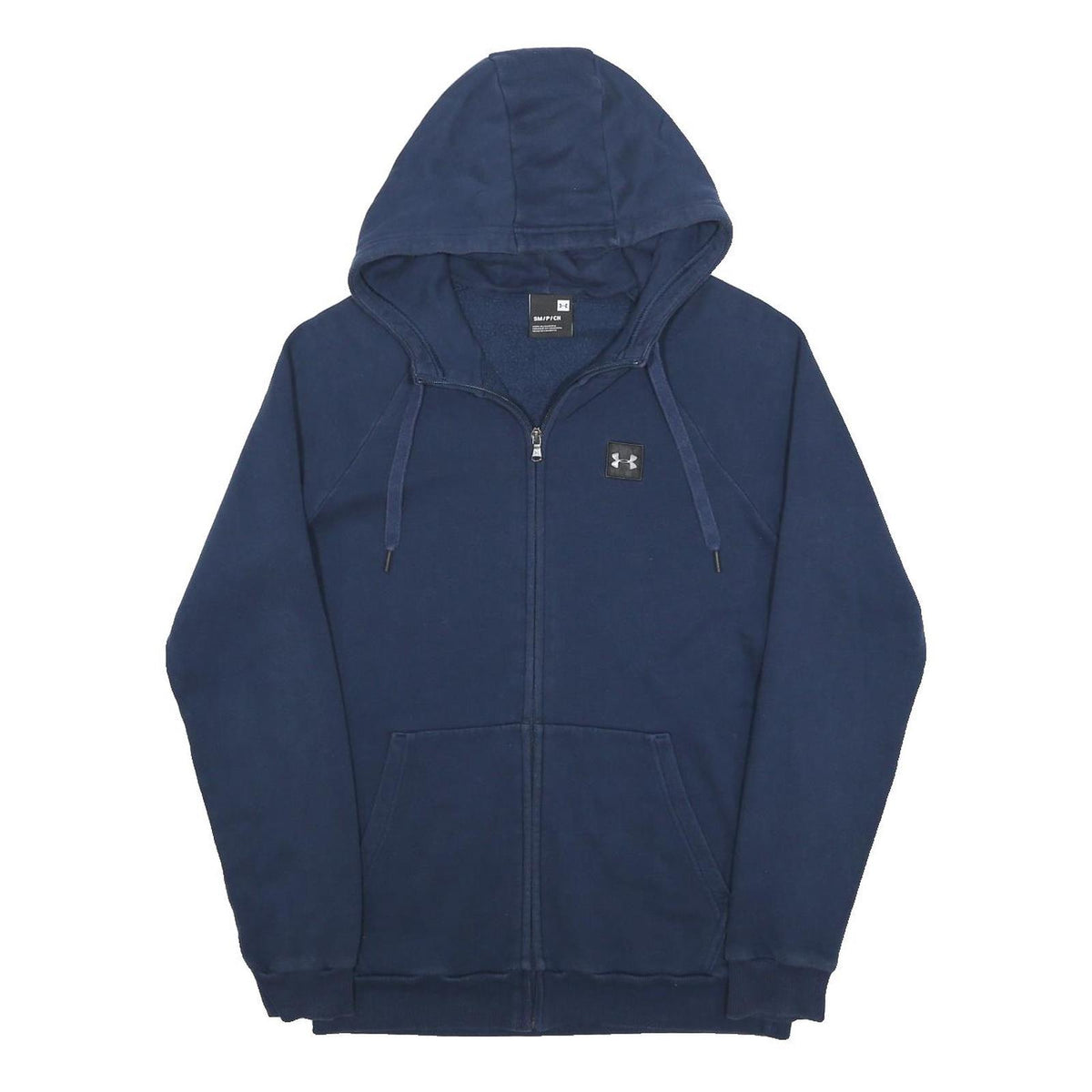 UNDER ARMOUR Mens Navy Blue Full Zip Hoodie S Cotton Blend Casual Sweatshirt