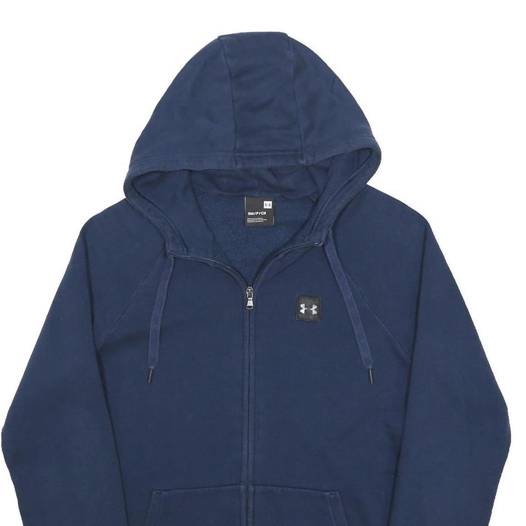 UNDER ARMOUR Mens Navy Blue Full Zip Hoodie S Cotton Blend Casual Sweatshirt