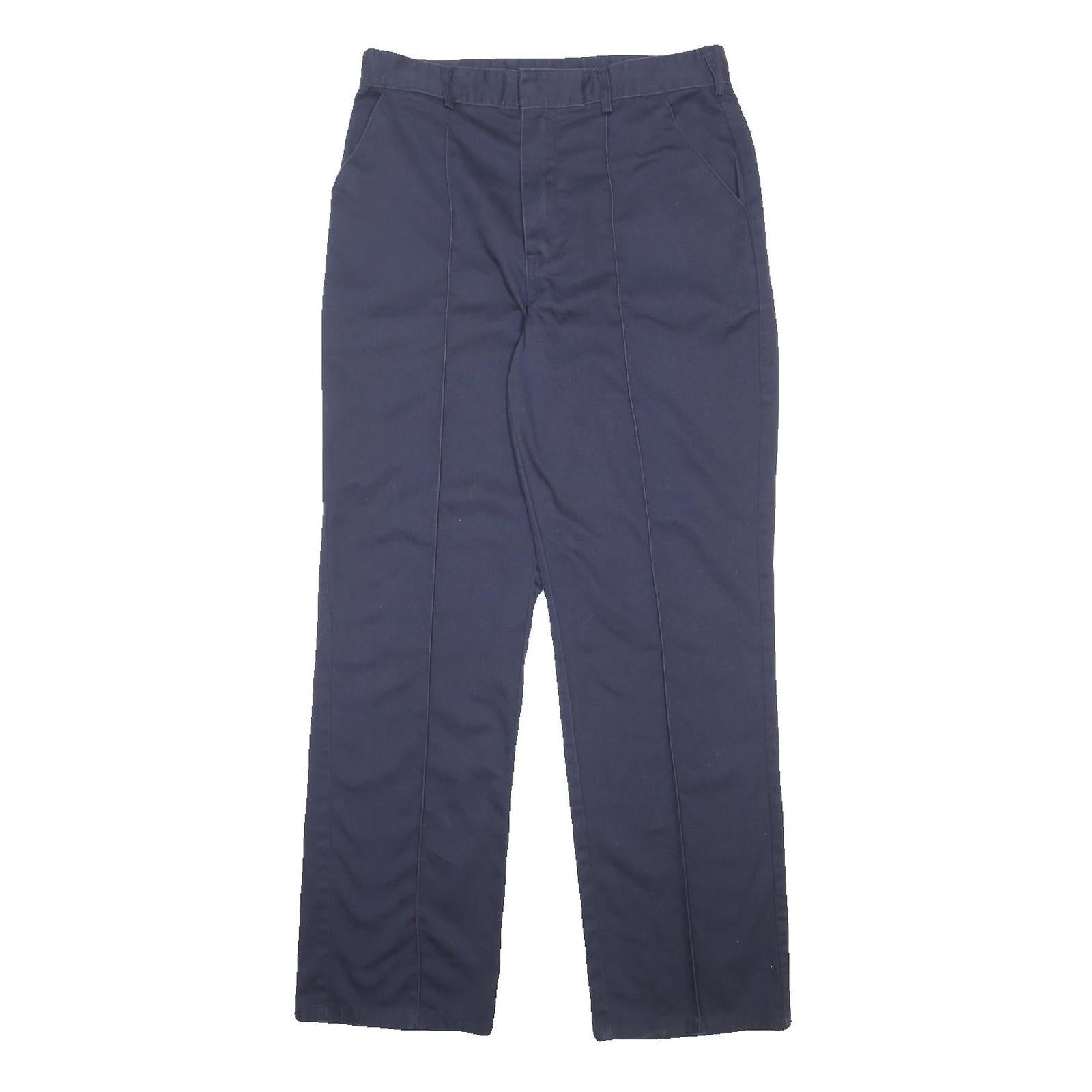 DICKIES Mens Cotton Blend Navy Regular Straight Trousers W34 L31 Workwear