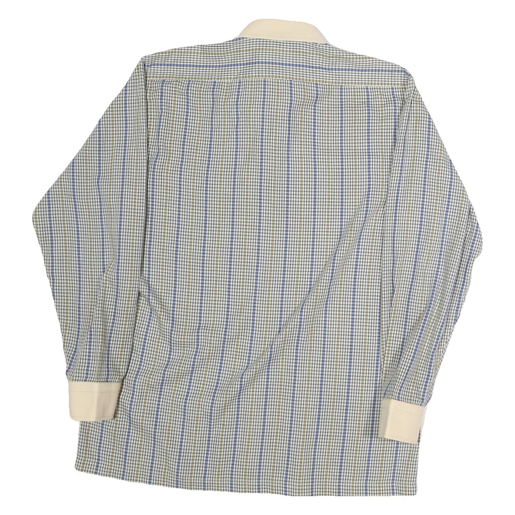 REGAL Mens Blue Beige Check Shirt L Long Sleeve Cotton Blend Classic Style