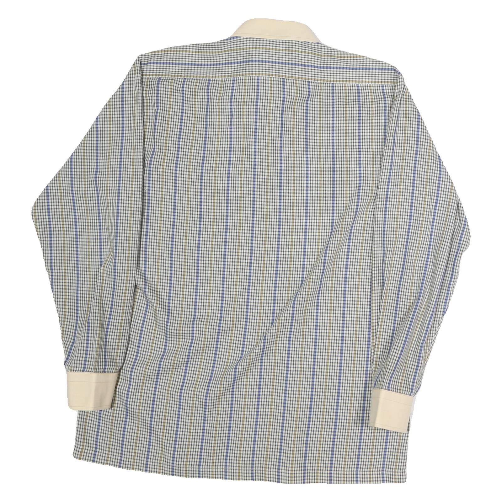 REGAL Mens Blue Beige Check Shirt L Long Sleeve Cotton Blend Classic Style