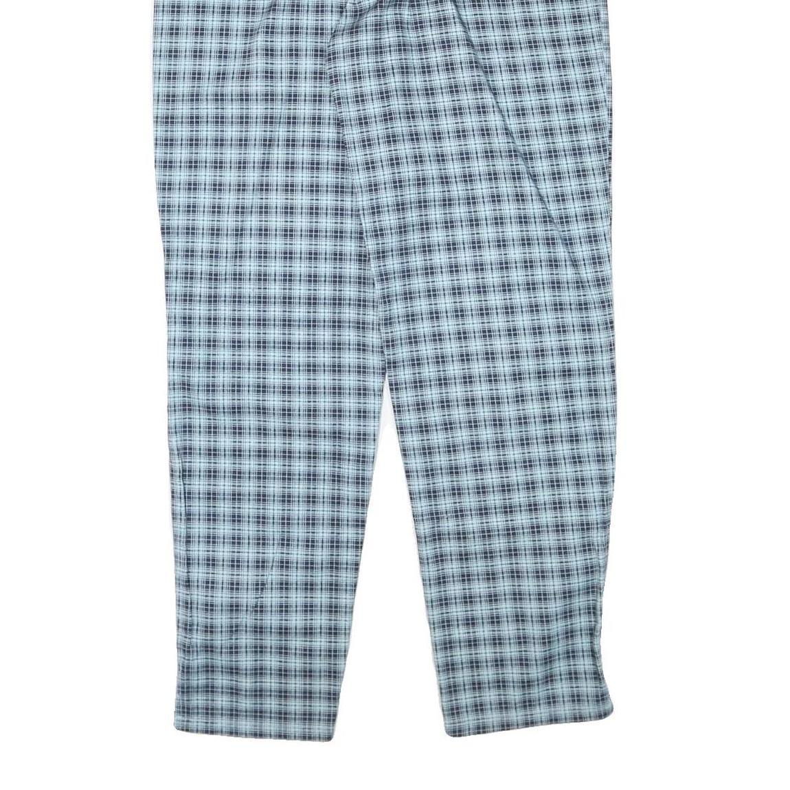 GREENVILLAGE Womens Cotton Blend Blue Plaid Relaxed Straight Trousers W30 L30