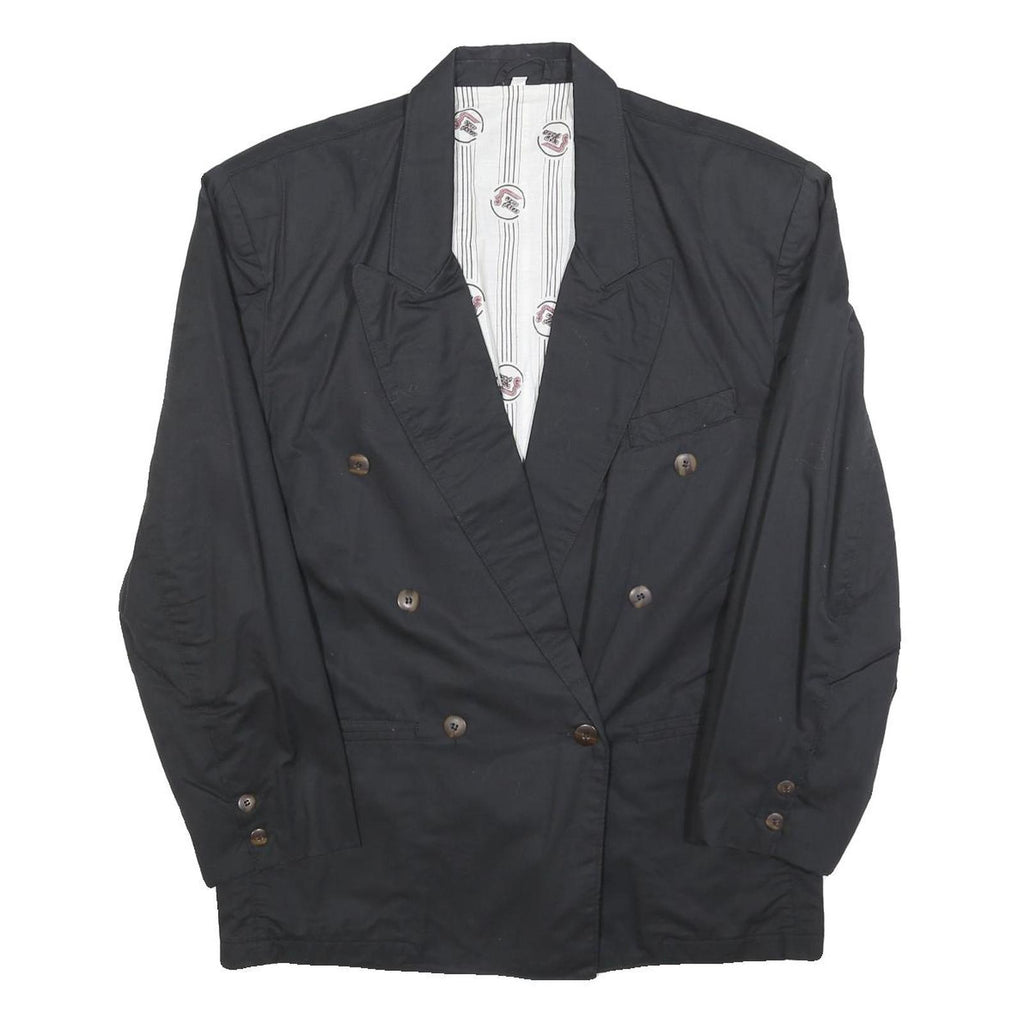 NEW FACES Womens Black Button Cotton Classic Jacket M Plain Button Closure