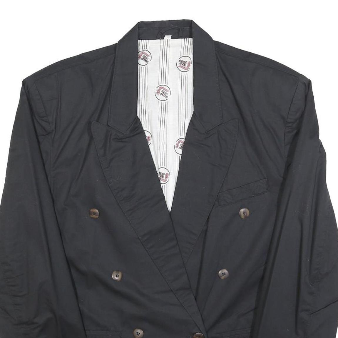 NEW FACES Womens Black Button Cotton Classic Jacket M Plain Button Closure