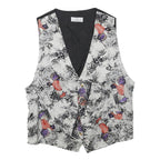 ANNE KRAMER Mens Black & White Abstract Print Button Jacket XS Polyester Blend