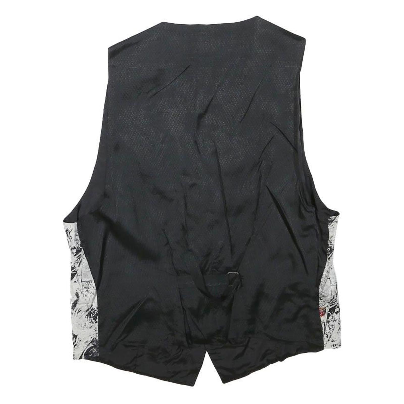 ANNE KRAMER Mens Black & White Abstract Print Button Jacket XS Polyester Blend