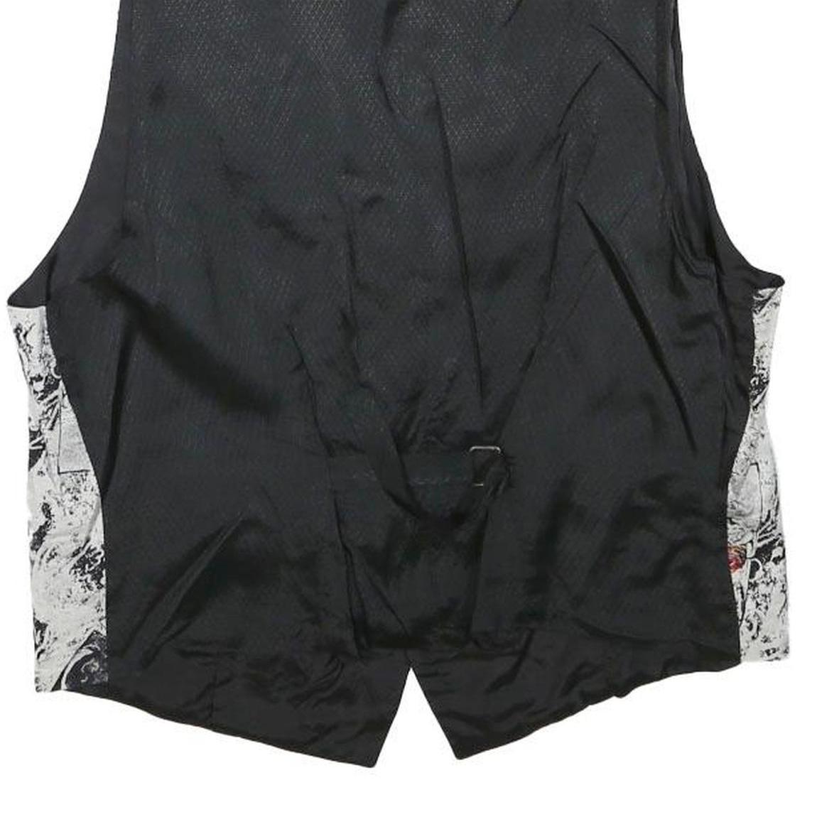 ANNE KRAMER Mens Black & White Abstract Print Button Jacket XS Polyester Blend