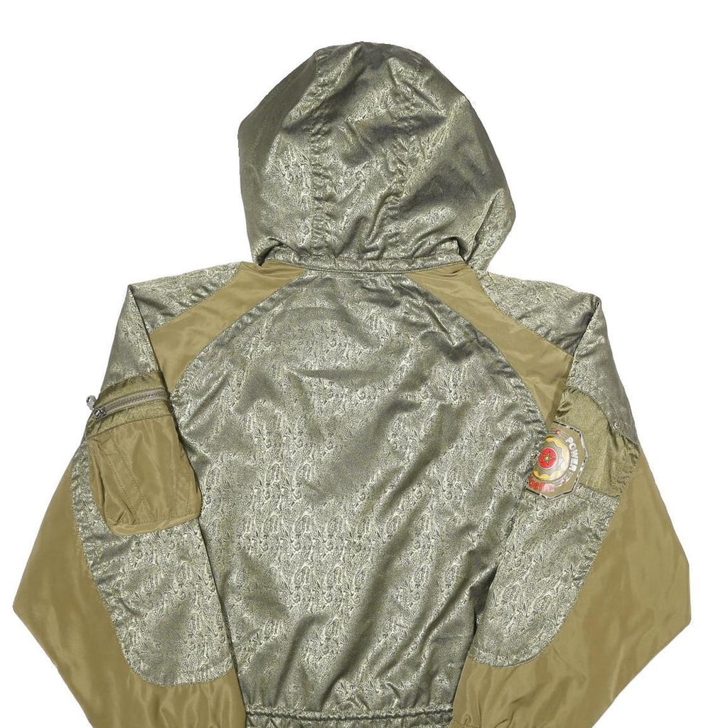 KAELIN Womens Olive Green & Khaki Hooded Polyamide Blend Jacket UK 12 Zip