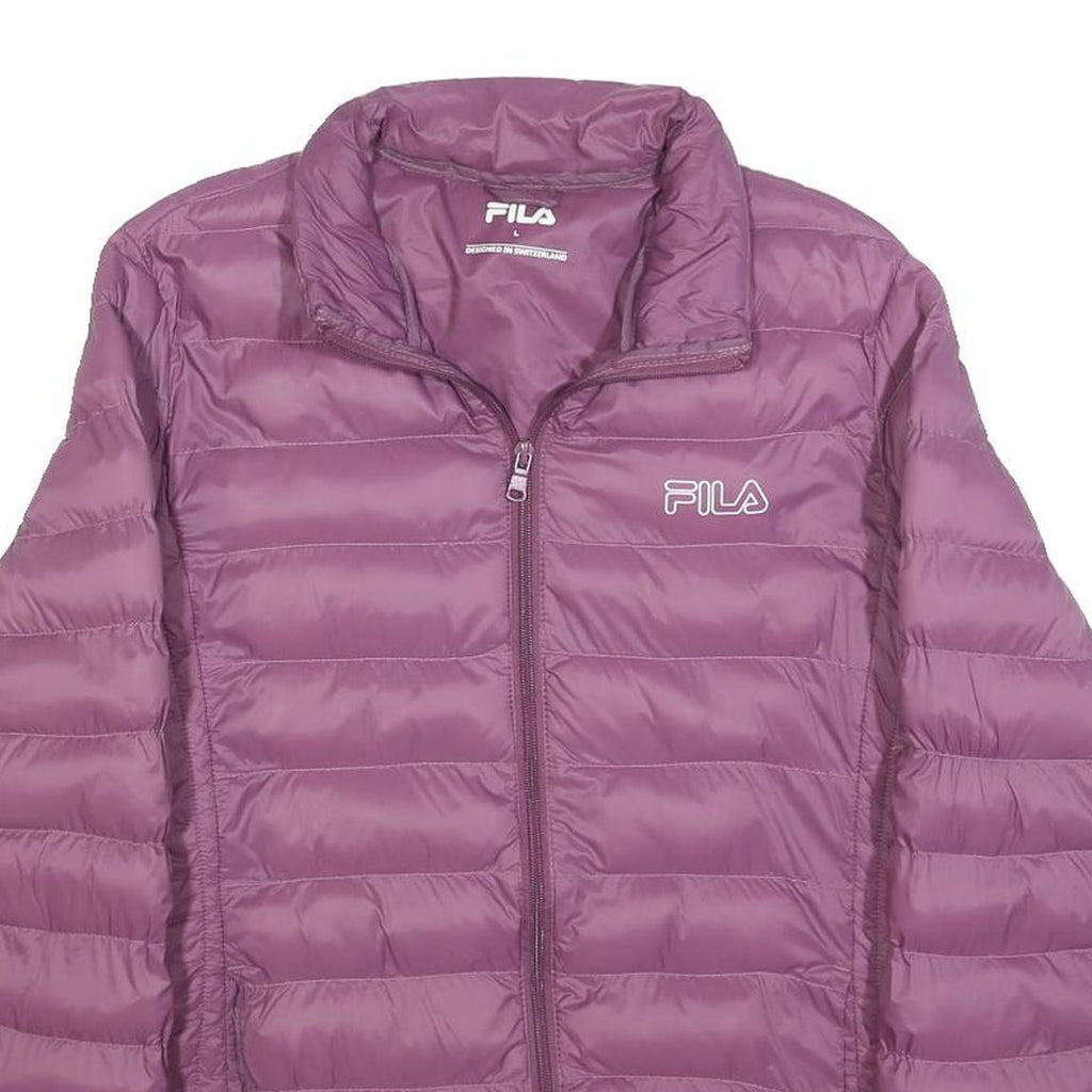 FILA Womens Purple Quilted Jacket L Polyester Blend Zip Lightweight Casual