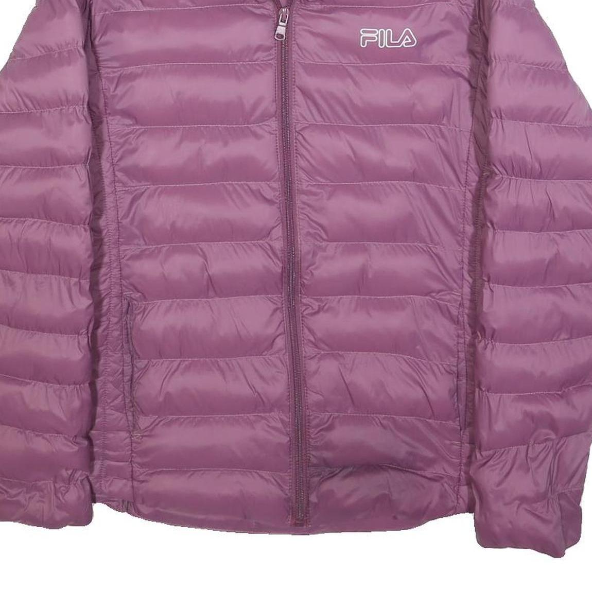 FILA Womens Purple Quilted Jacket L Polyester Blend Zip Lightweight Casual
