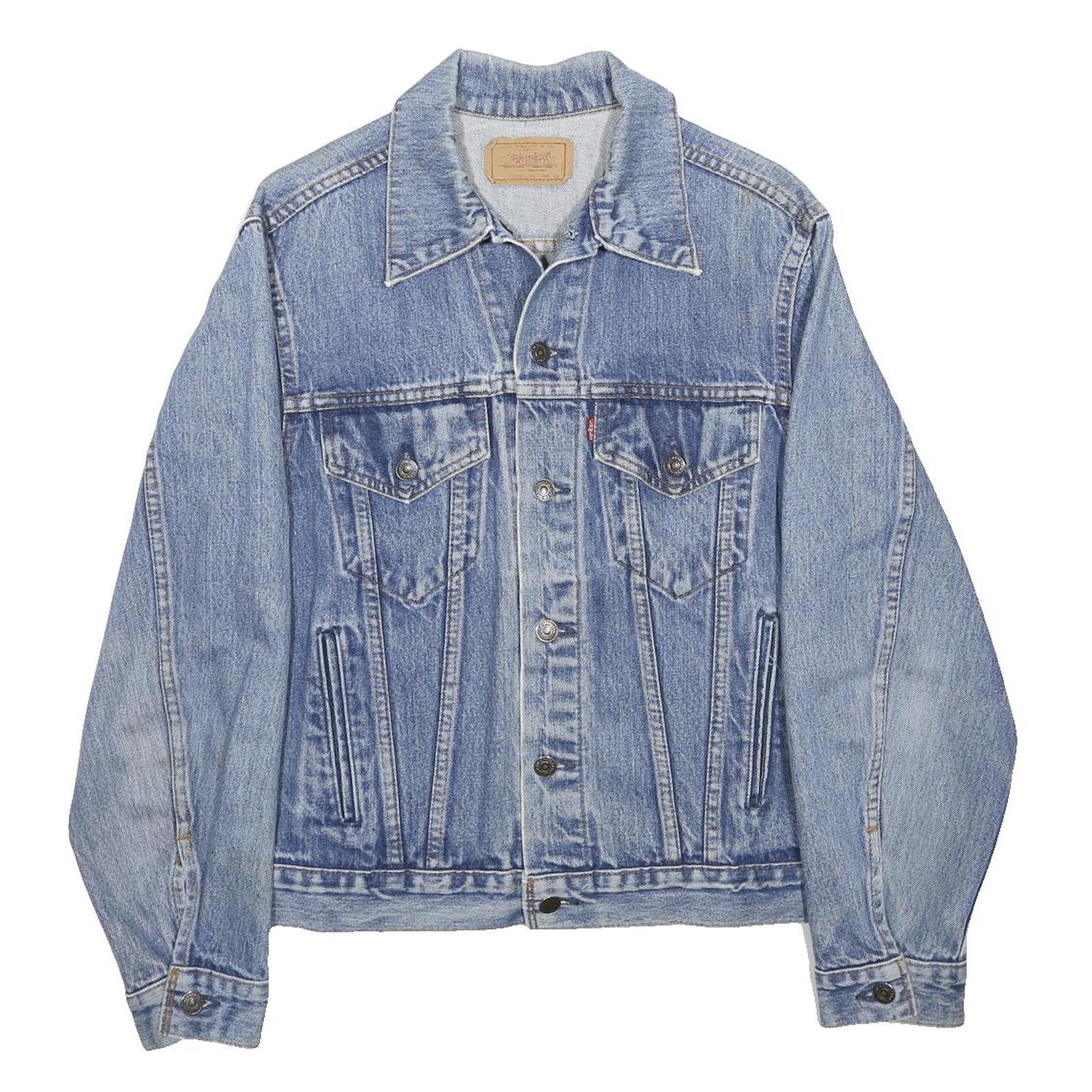 LEVI'S Mens Blue Denim Jacket M Cotton Plain Button Closure Classic Fit Casual