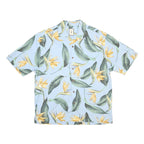 JAMAICA JAXX Mens Blue & Green Floral Silk Shirt L Summer Vacation Casual