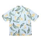 JAMAICA JAXX Mens Blue & Green Floral Silk Shirt L Summer Vacation Casual