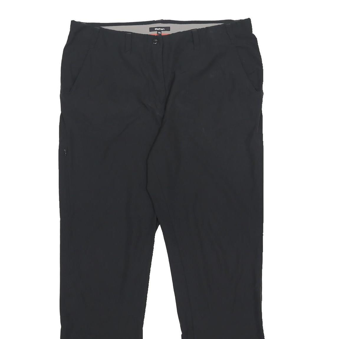 ROHAN Womens Black Regular Fit Straight Leg Trousers W36 L33 Lightweight Zip