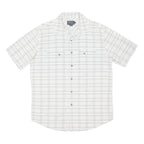 PENDLETON Mens White Grey Checked Cotton Blend Short Sleeve Shirt L Casual