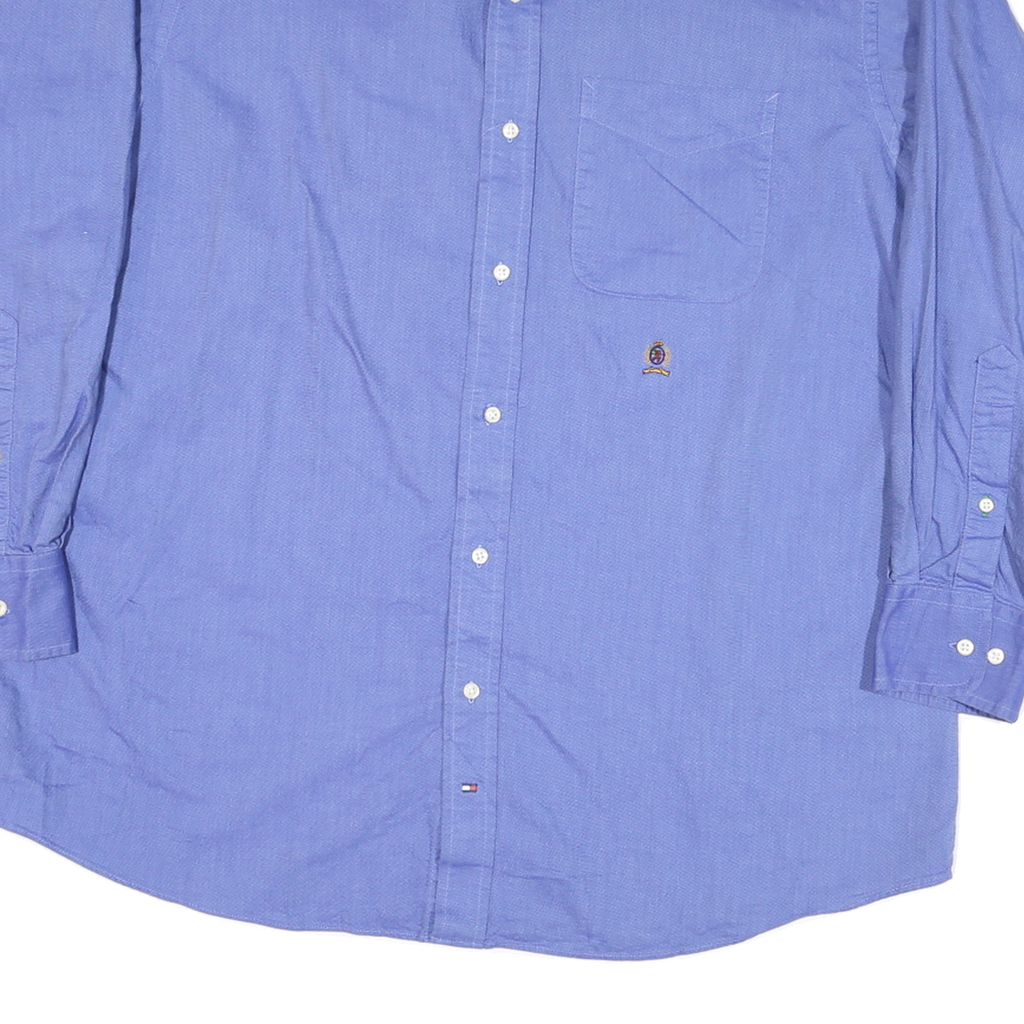 TOMMY HILFIGER Mens Blue Casual Shirt L Button Down Pocket Cotton Blend Classic